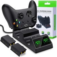 BEBONCOOL Paquetes de baterías del controlador Xbox One, estación de carga del controlador dual Xbox One X / One S / One Elite con 2 kits de carga de batería recargable