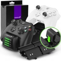 Fosmon - Cargador de mando para Xbox One Quad PRO con 4 paquetes de batería recargables